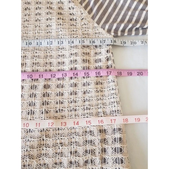 Hem & Thread Womens Blouse Size Large Front Panel Crochet Long Sleeve Striped - Picture 11 of 14